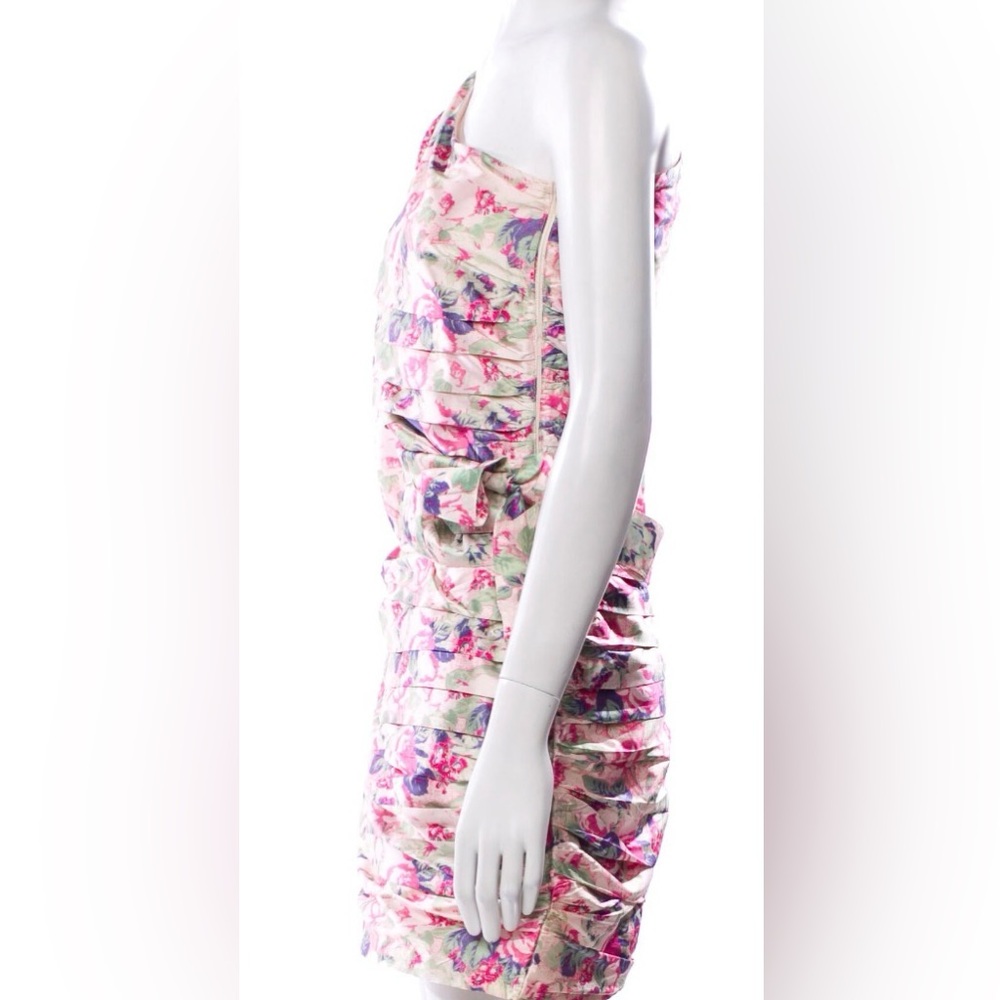 LoveShackFancy Pink and Green Floral One-Shoulder Dress - Picture 2 of 4